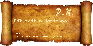 Pázmán Marianna névjegykártya